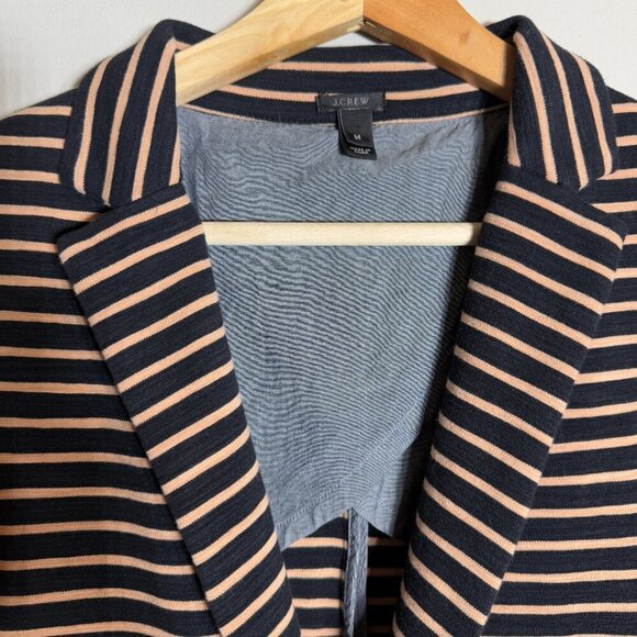 J. Crew Striped Cotton Sweatshirt Blazer Jacket Women's Medium Black Tan Preppy - Picture 6 of 15